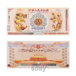 100pcs100 Quintillion Chinese Yellow Dragon Paper Note Un-currency UV Light