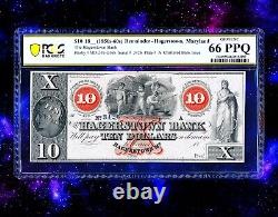 1850-60s $10 Hagerstown Bank Maryland Obsolete US CURRENCY PCGS 66 PPQ CIVIL WAR