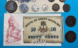 1861 1863 Civil War Lot Georgia South Carolina Currency Culls Holed Seated Dug