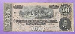 1864 Series Confederate $10 Dollar Currency Good Condition Must Have Collectible