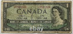1954 Ottawa Canada One Dollar Bill Queen Elizabeth II Qeii Qe2 Collectable