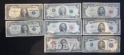 $1, $2, $5 RED, BLUE and GREEN seal Currency Collection $23FV Some Star Note