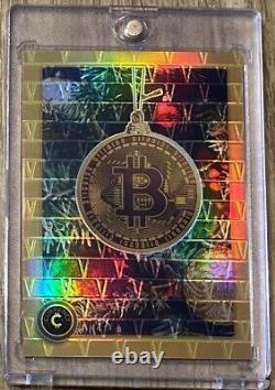 #1 Bitcoin 09/10 Gold Gemstone Refractor Cardsmiths Currency Holiday 2023