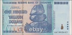 2008 100 Trillion Dollars Zimbabwe Banknote AA P-91 GEM UNC Note Currency Mint