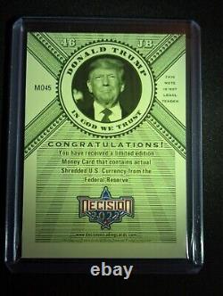 2022 Decision Donald Trump Money Card US Currency Relic Pink Foil #MO45 2/5