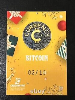2023 Cardsmiths Currency Holiday Bitcoin #16 GOLD GEMSTONE Refractor #2/10 RARE