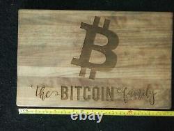 BITCOIN family Wooden Early Crypto Currency Memorabilia Vintage Cutting Board