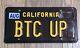 California Vanity License Plate Black Legacy Btc Up Bitcoin Up Crypto Currency