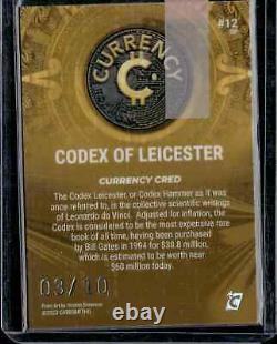 Cardsmiths Currency Codex Of Leicester Gold Refractor Gemstone 3/10 #12 SP