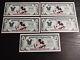 Disney Dollars $1 Lot Of 5 Discontinued 1991 Uncirculateded Currency
