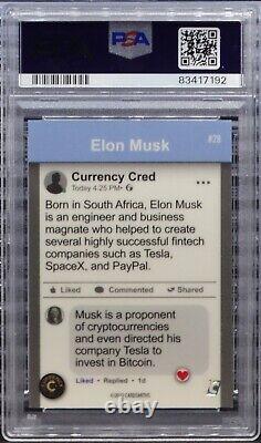 Elon Musk 2022 Cardsmiths Currency Series 1 Crystal Sparkle RC PSA 9 MINT Rookie