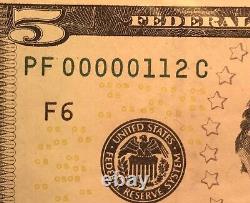 Fancy Low Serial Number Five In A Row 0s True Trinary Rare Collectible Currency