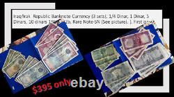 Iraq/Irak Banknote Currency, 3 set 1/4 Dinar, 1 Dinar, 5 Dinars, 10 dinars 1959