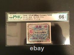 Japan Allied Military WWII Currency 10 Sen 1945 PMG GEM UNC