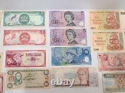 Lot Of 34 MIXED WORLD Currency collection Circulated Multi Denom & years, Rares