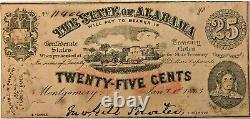 RARE The State of Alabama Twenty Five Cents Currency Note RRALA25