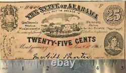 RARE The State of Alabama Twenty Five Cents Currency Note RRALA25
