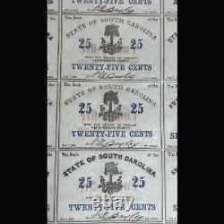 Rare Uncut Sheet Confederate Civil War Fractional Currency Paper Money