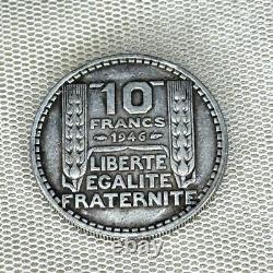 Vintage 1946 French 10 Francs Coin Authentic Collectible Currency