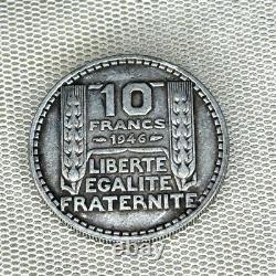 Vintage 1946 French 10 Francs Coin Authentic Collectible Currency